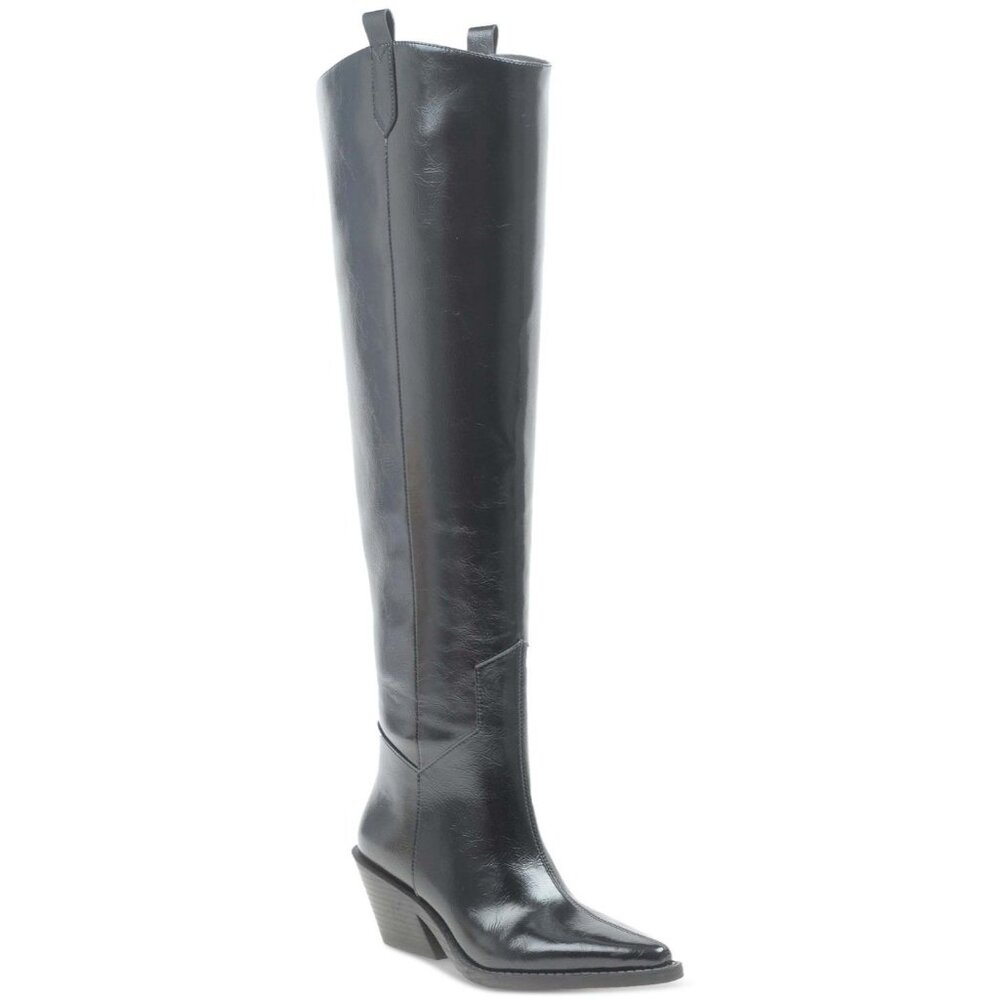 Wild Pair Womens Luela Over The Knee Pointed Toe Western Boots Black Size 6M NIB